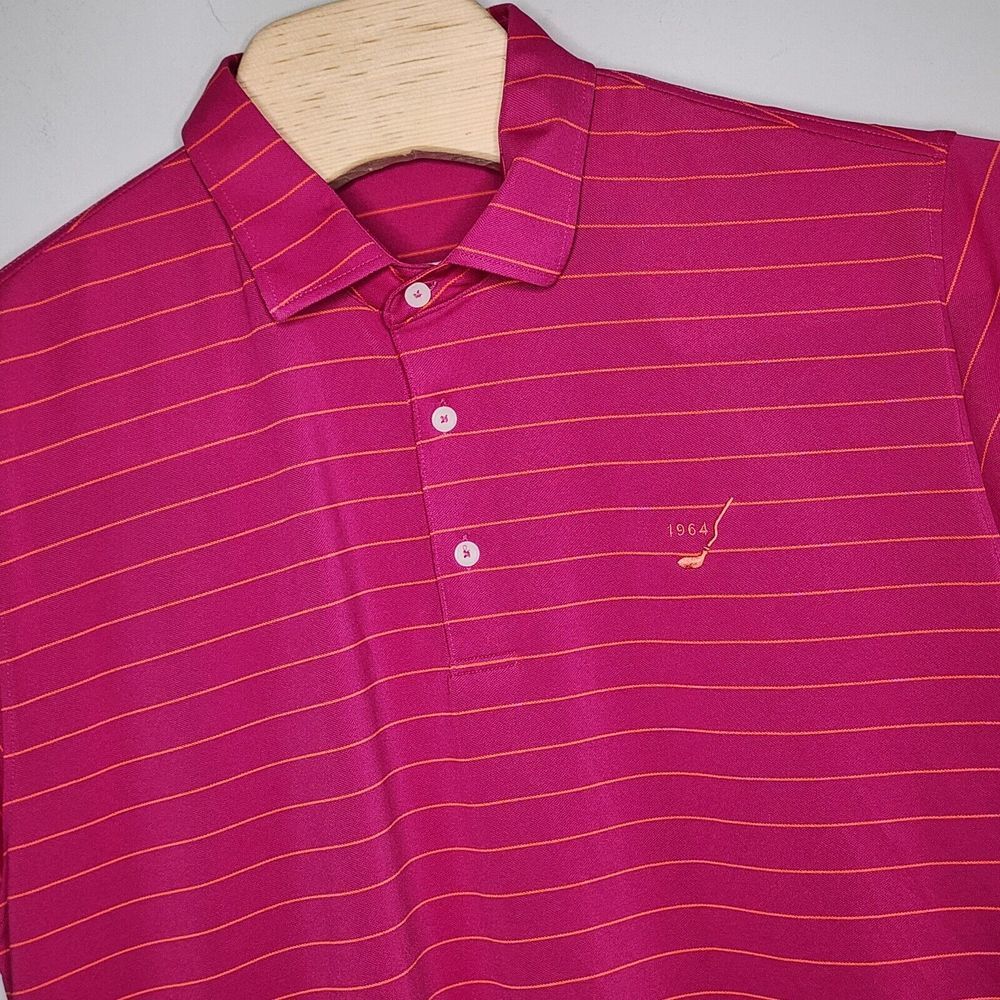 Fennec Golf Polo Men's L Large Pink Striped Performance Button Shirt - Picture 2 of 9